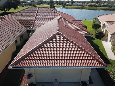 A red clay tile roof