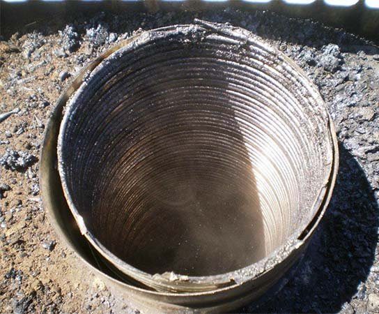 Looking down a clean round metal flue