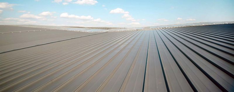A large low-slope metal roof