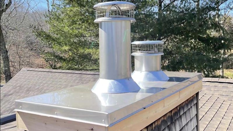 A new stainless steel chase cover with two flue caps