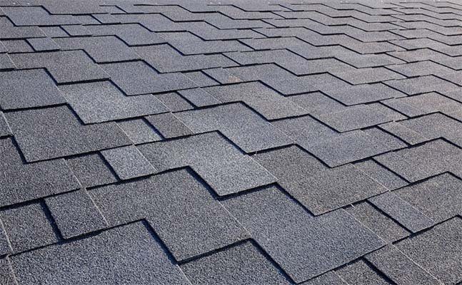 Dark architectural shingles, close up
