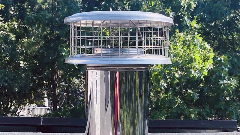 A new stainless steel flue cap with a mesh screen